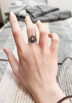 Small Lotus Tattoo For Finger